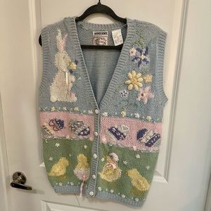 Vintage Erika Hand Knitted Easter Sweater Vest